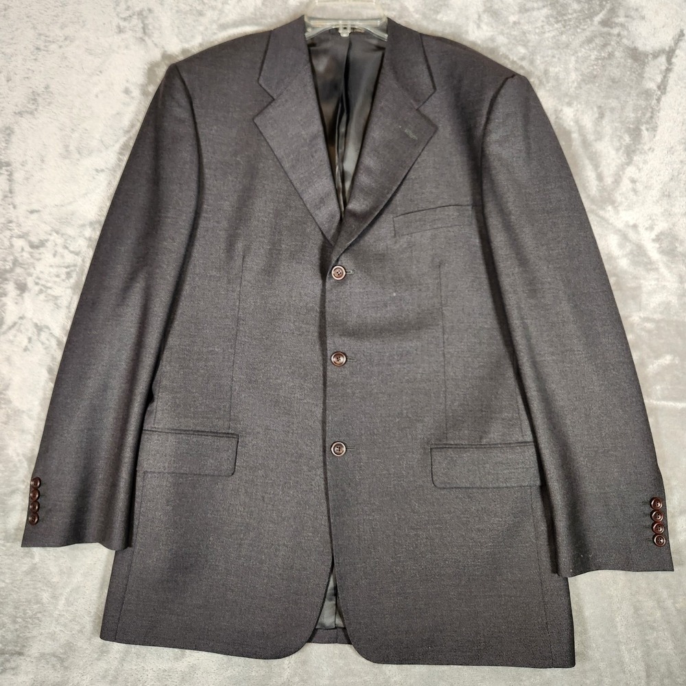 Pavone Blazer Mens 41R 3-Button Charcoal Gray Reda Italian Wool SMALL HOLE EUC